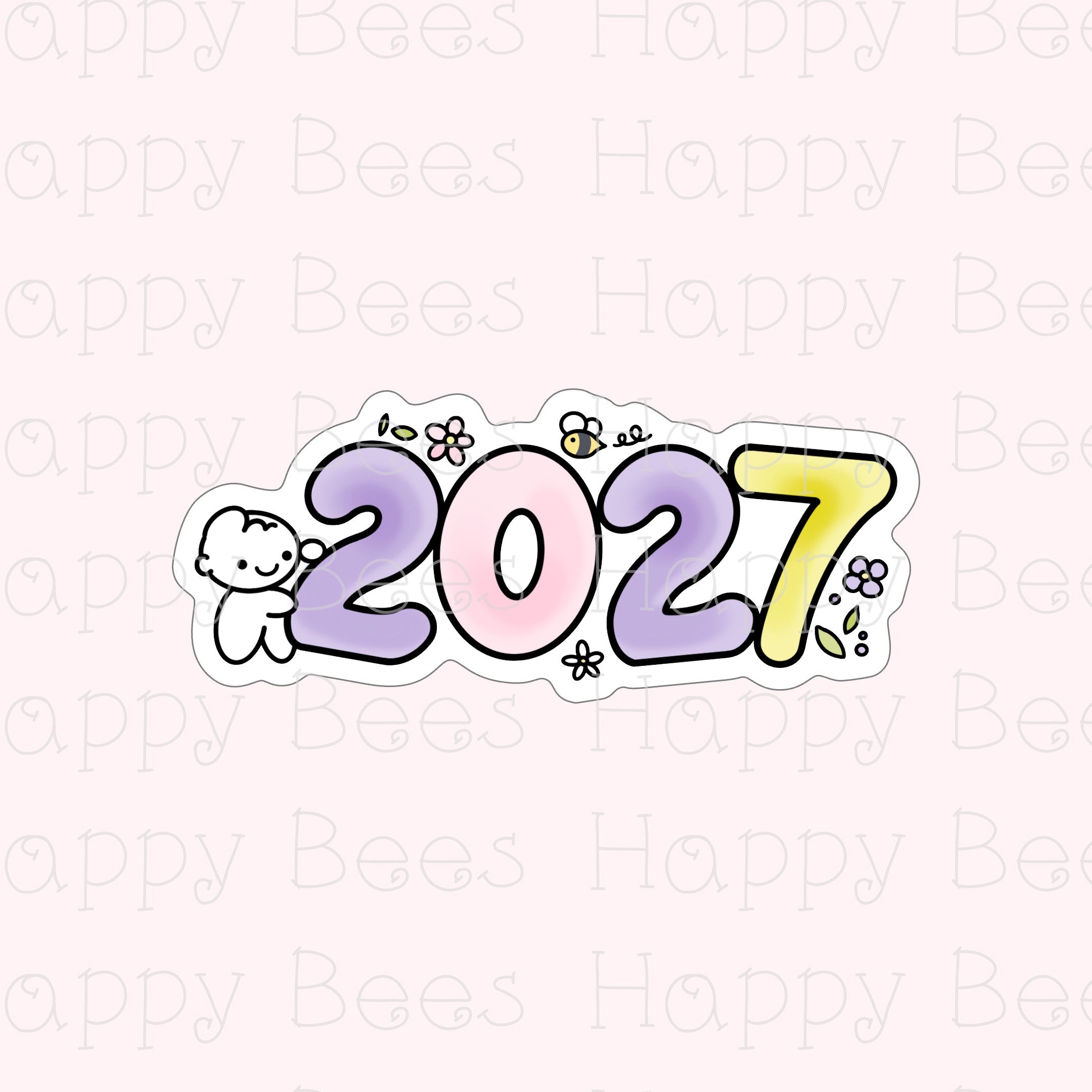 2027 New Year Die Cut Doodles - Cute Journal Planner Stickers DC10080