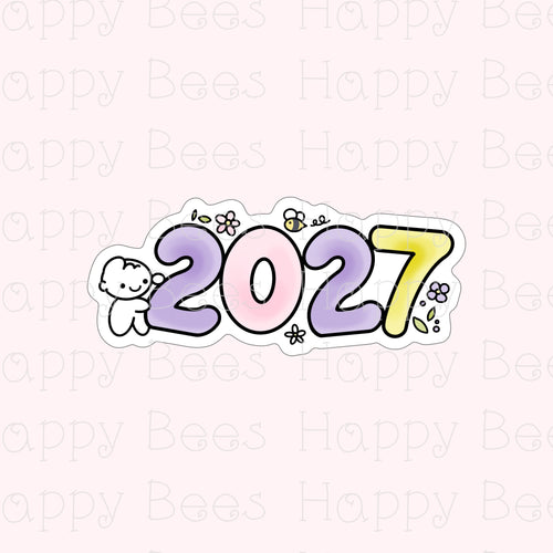 2027 New Year Die Cut Doodles - Cute Journal Planner Stickers DC10080
