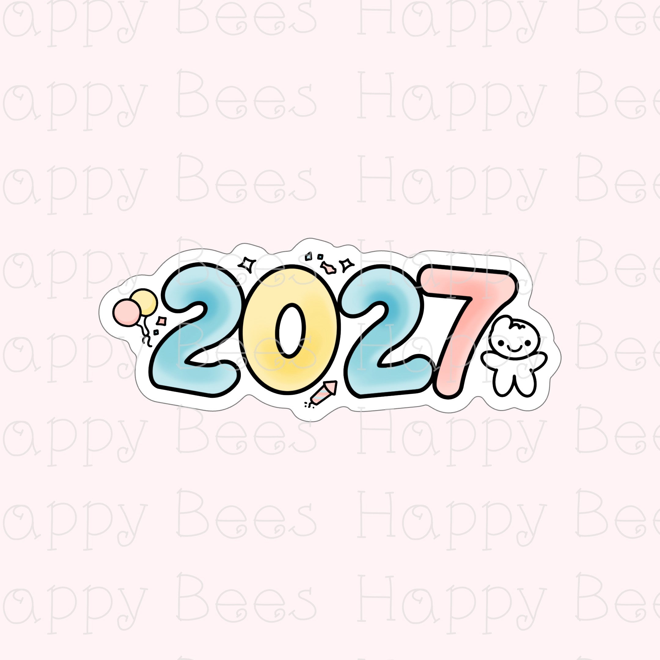 2027 New Year Die Cut Doodles - Cute Journal Planner Stickers DC10080
