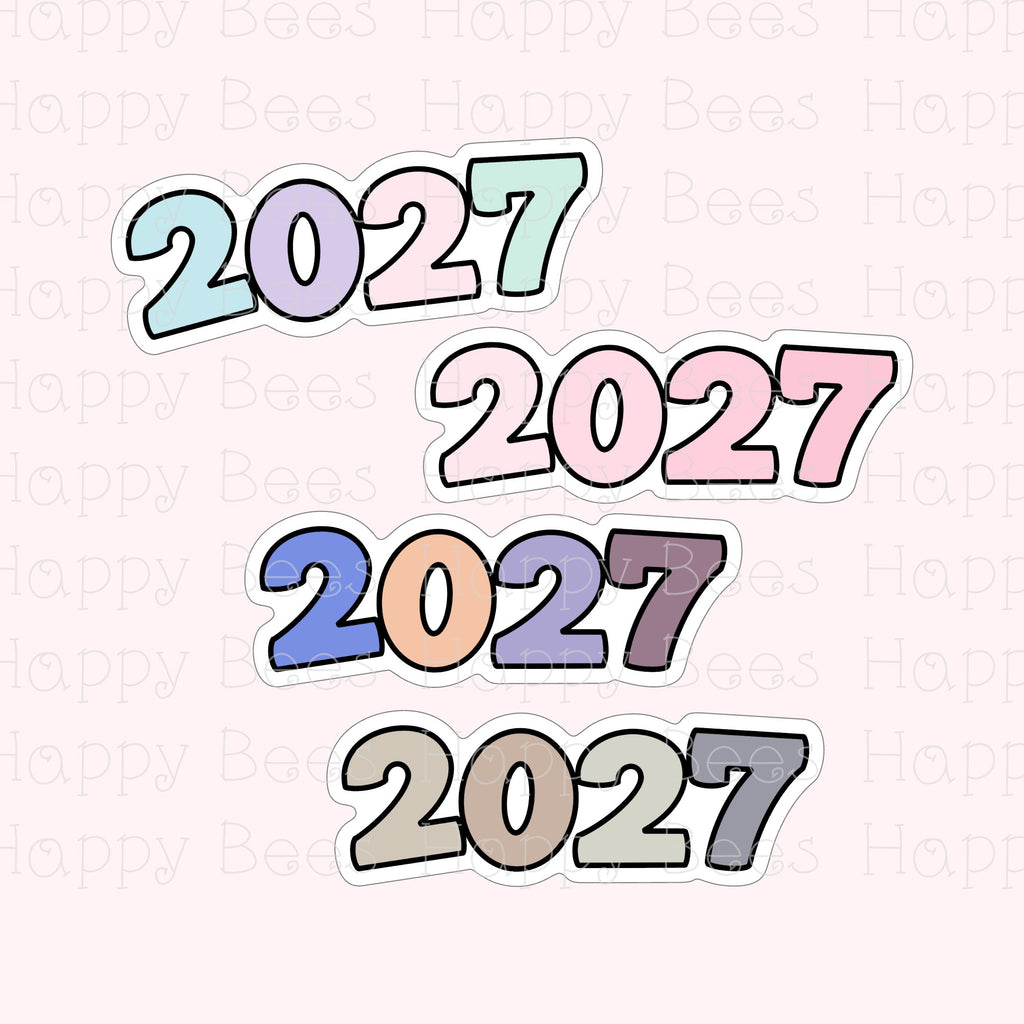 2027 New Year Holographic Die Cut Doodles - Cute Journal Planner Stickers DC10081