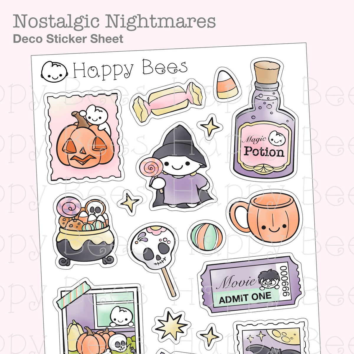 Nostalgic Nightmares Deco Sheet - Cute Doodles Journal Planner Stickers DOct26