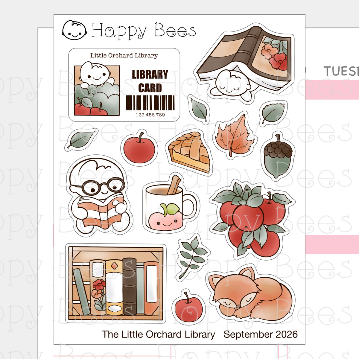The Little Orchard Library Deco Sheet - Cute Doodles Journal Planner Stickers DSep26