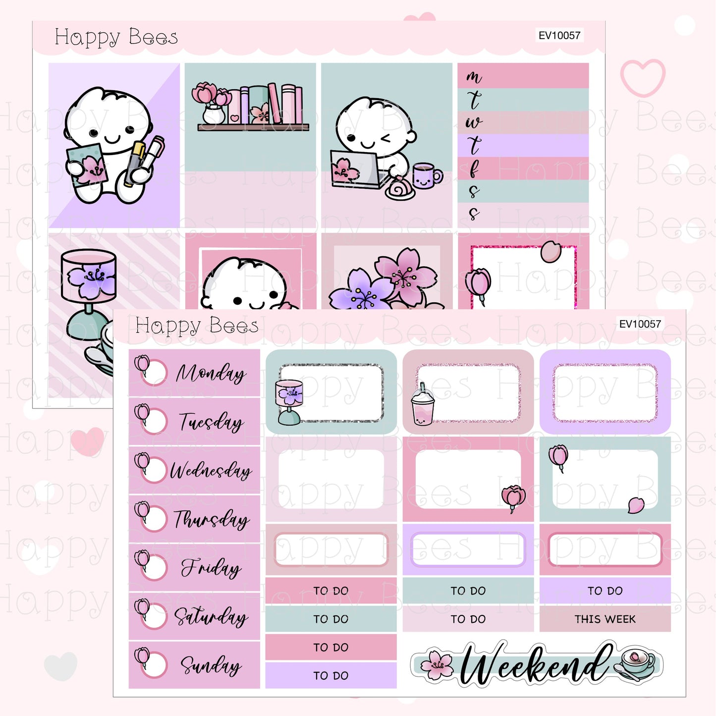 Cherry Blossom - Vertical Weekly Planner Sticker Kit EV10057