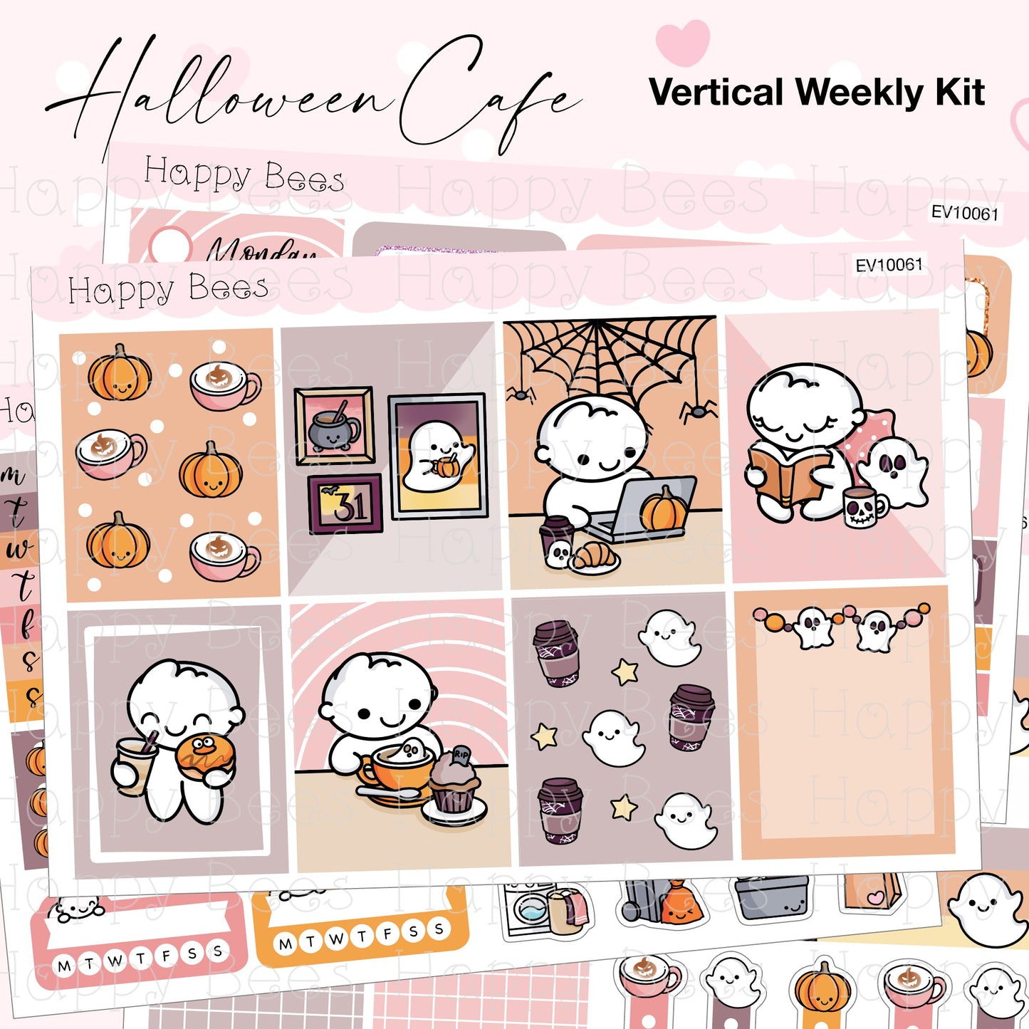 Halloween Cafe - Vertical Weekly Planner Sticker Kit EV10061