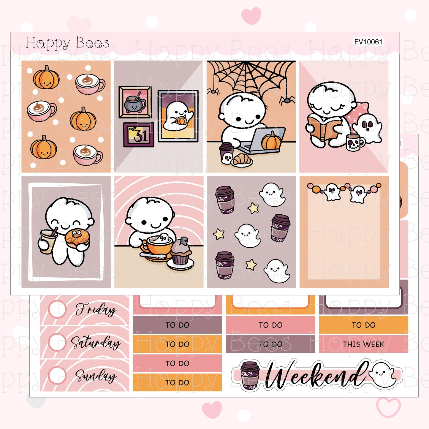 Halloween Cafe - Vertical Weekly Planner Sticker Kit EV10061