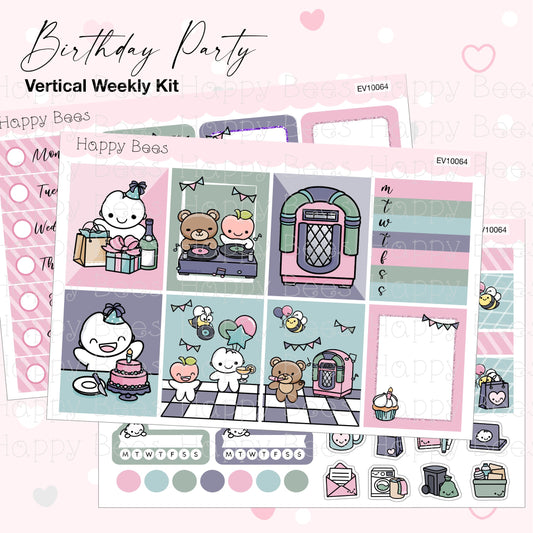 Birthday Party - Vertical Weekly Planner Sticker Kit EV10064