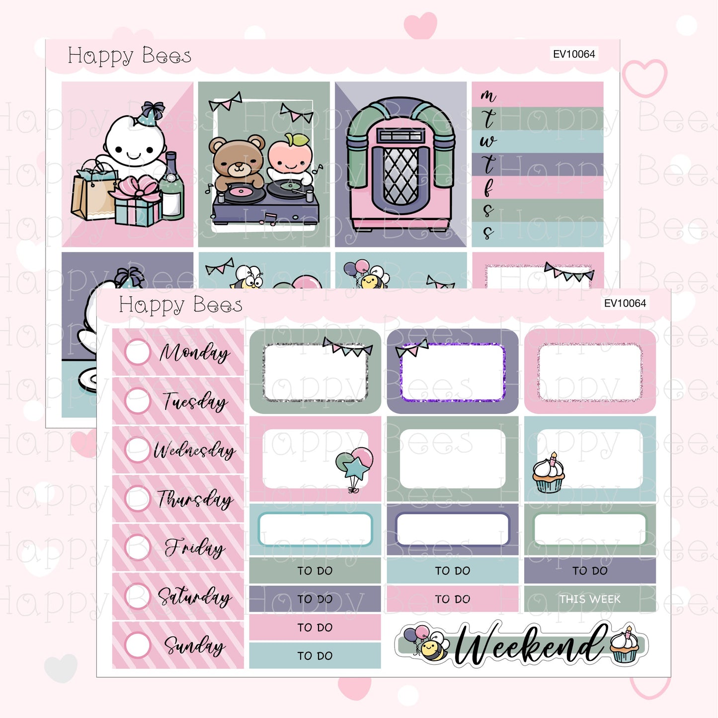 Birthday Party - Vertical Weekly Planner Sticker Kit EV10064