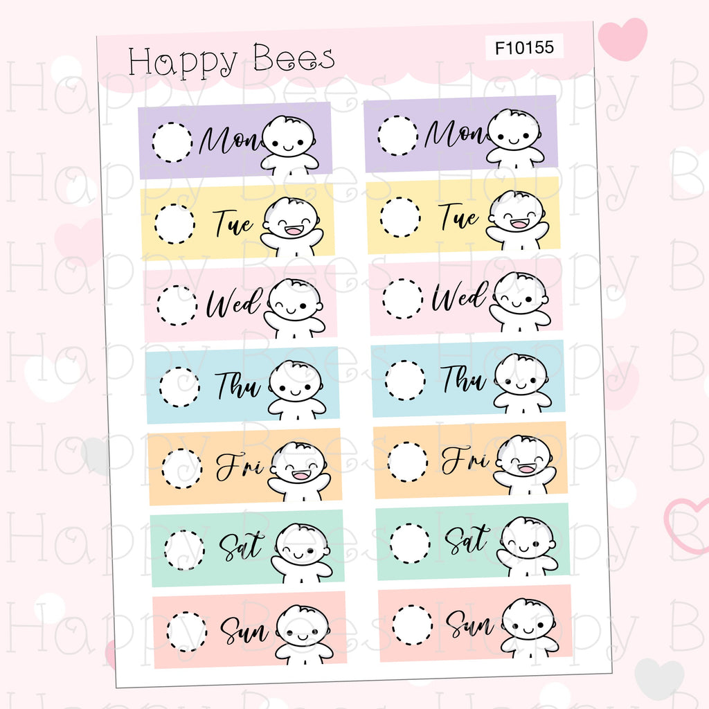 Happy Week Date Covers - Cute Doodles Journal Planner Stickers F10155, F10157 & F10159