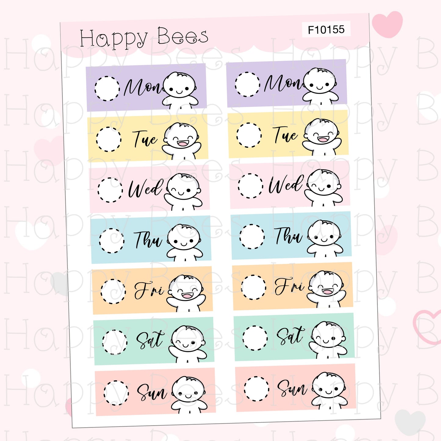 Happy Week Date Covers - Cute Doodles Journal Planner Stickers F10155, F10157 & F10159