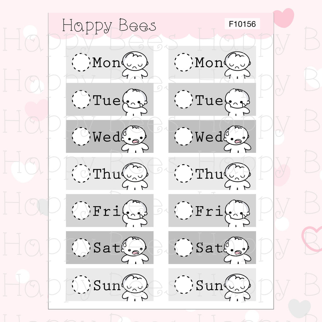 Gloomy Week Date Covers - Cute Doodles Journal Planner Stickers F10156, F10158 & F10160