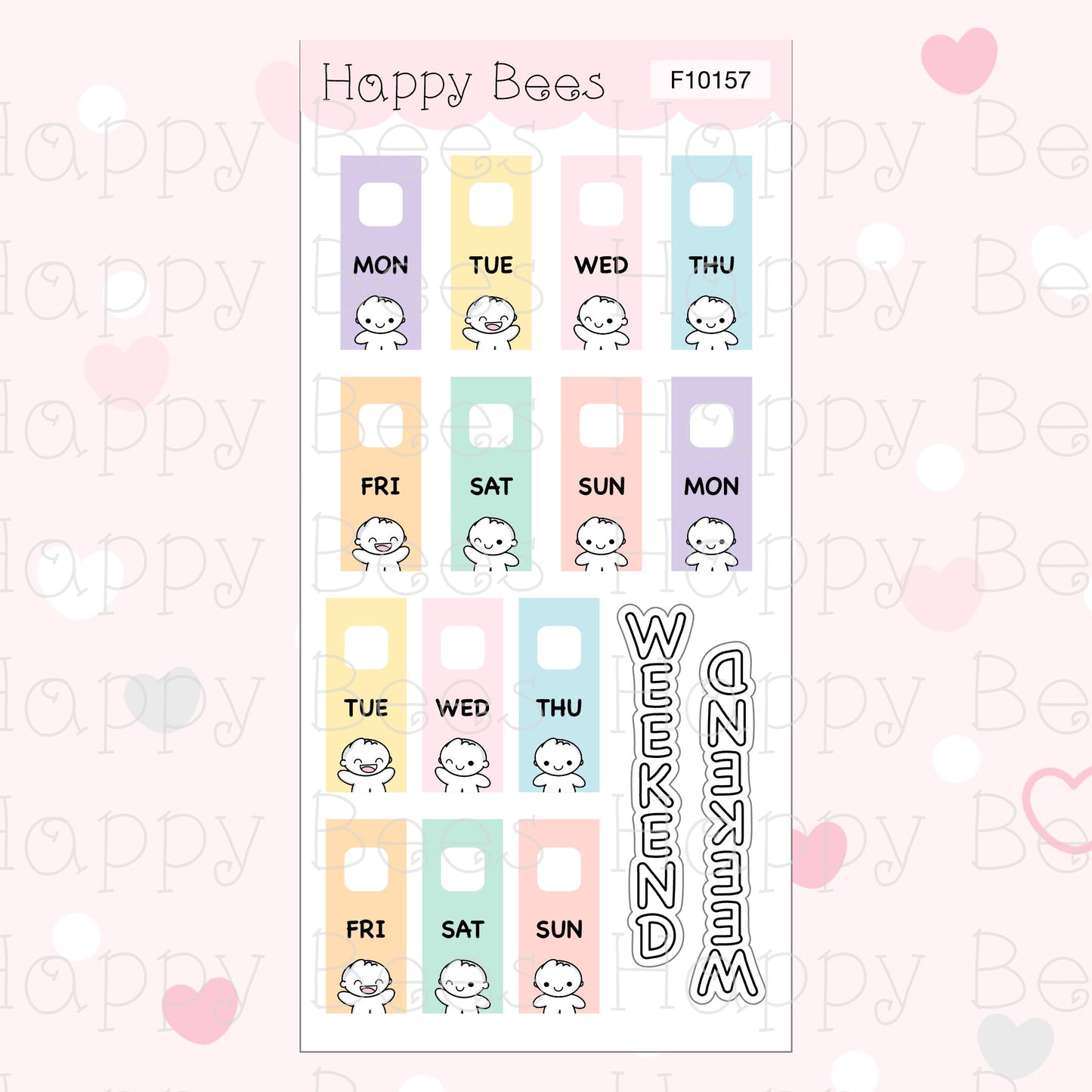 Happy Week Date Covers - Cute Doodles Journal Planner Stickers F10155, F10157 & F10159