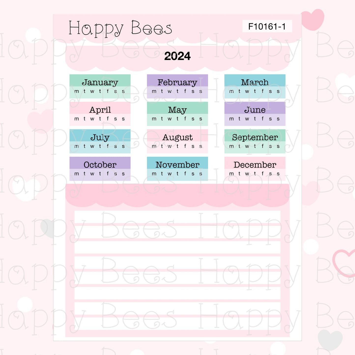 2024 Year at a Glance - Functional Cute Hobonichi Weeks Planner Stickers F10161