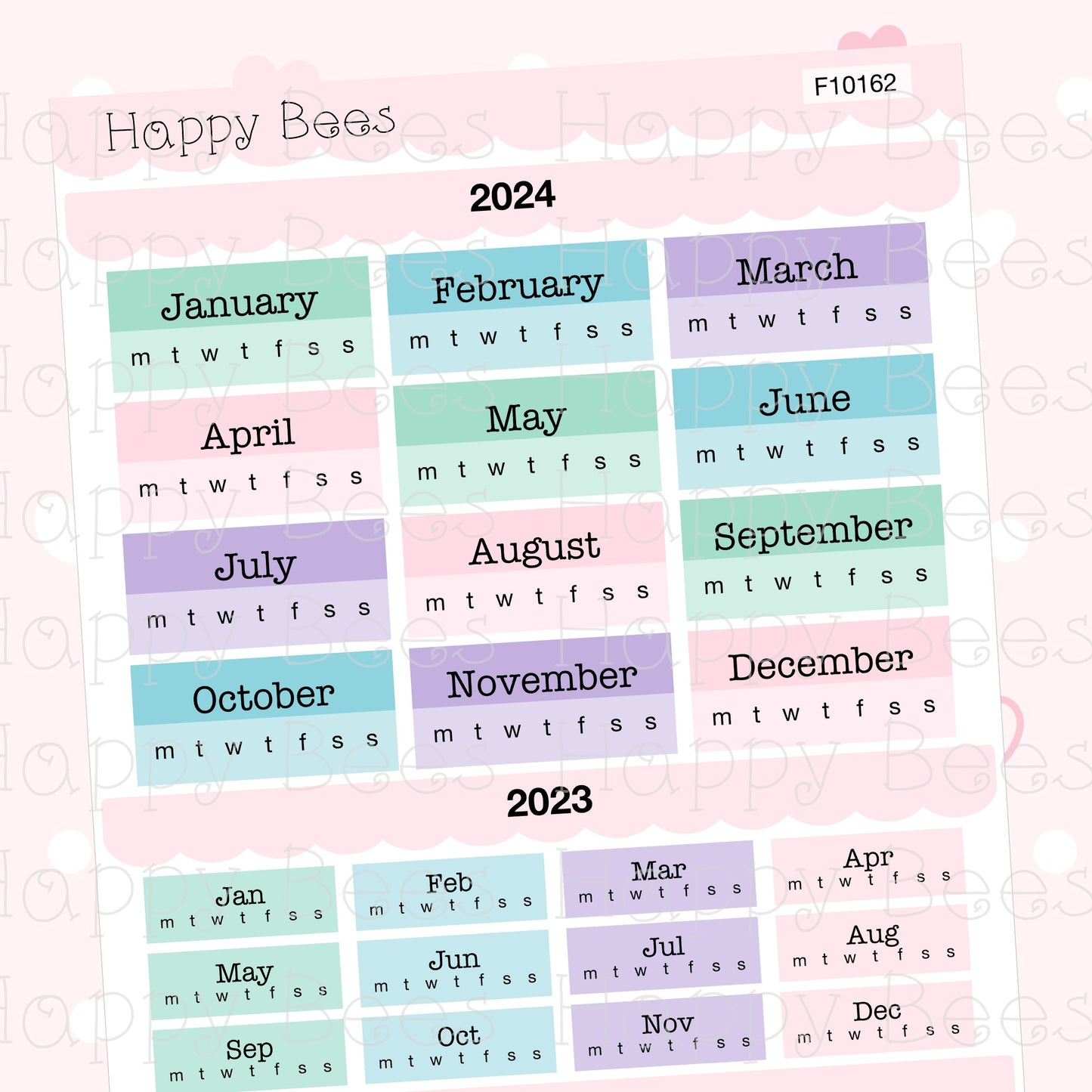 2024 Year at a Glance - Functional Cute Hobonichi Cousin Planner Stickers F10162