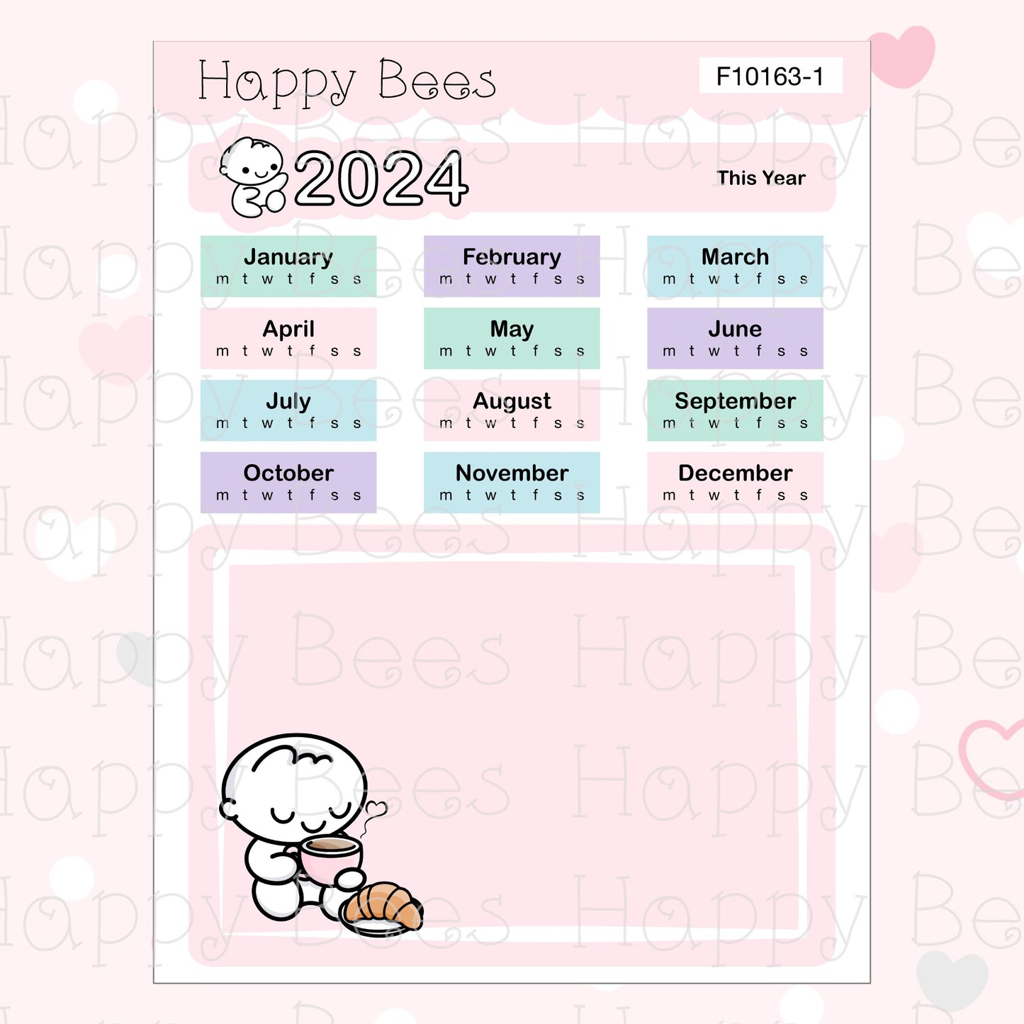 2024 Year at a Glance Vol. 2 - Functional Cute Hobonichi Weeks Planner Stickers F10163