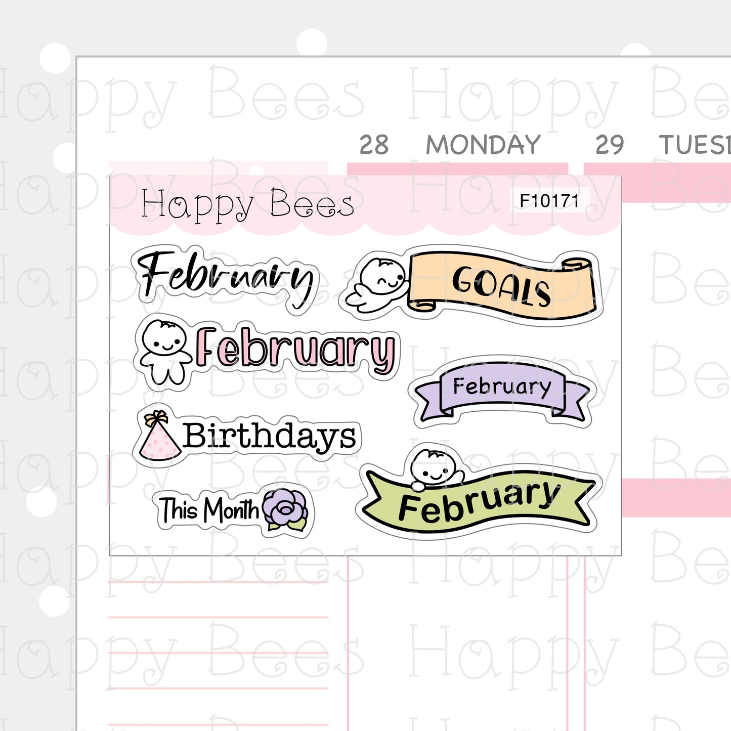 Monthly Journal Stickers - January to June - Cute Doodles Planner Stickers F10171