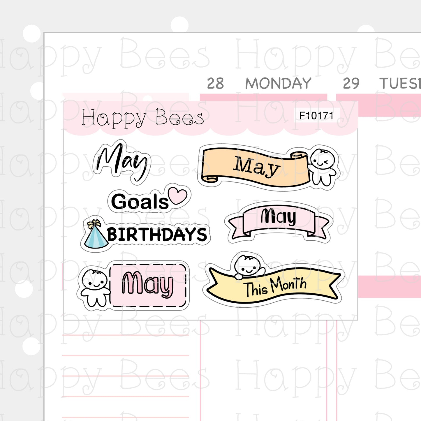 Monthly Journal Stickers - January to June - Cute Doodles Planner Stickers F10171