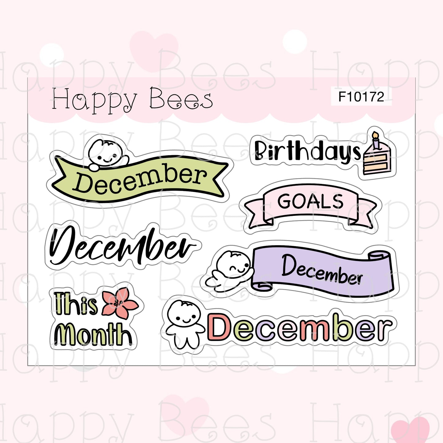 Monthly Journal Stickers - July to December - Cute Doodles Planner Stickers F10172