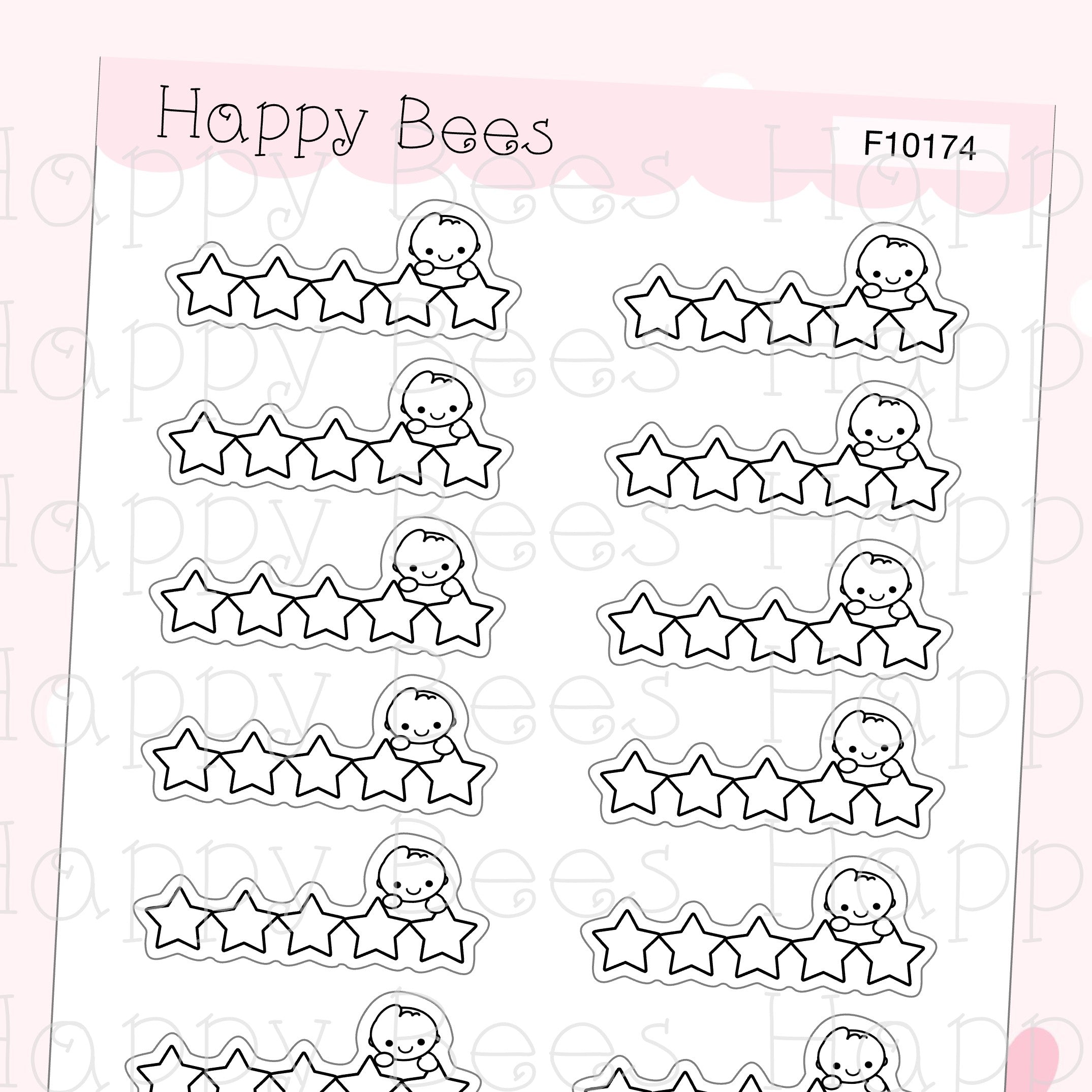 Rating Doodles - Cute Hobonichi Cousin Minimal Planner Stickers F10174