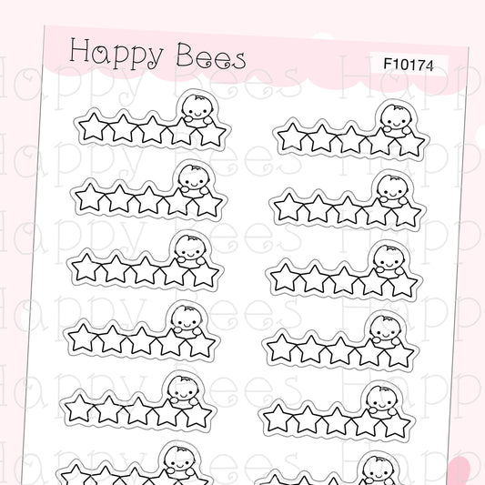 Rating Doodles - Cute Hobonichi Cousin Minimal Planner Stickers F10174