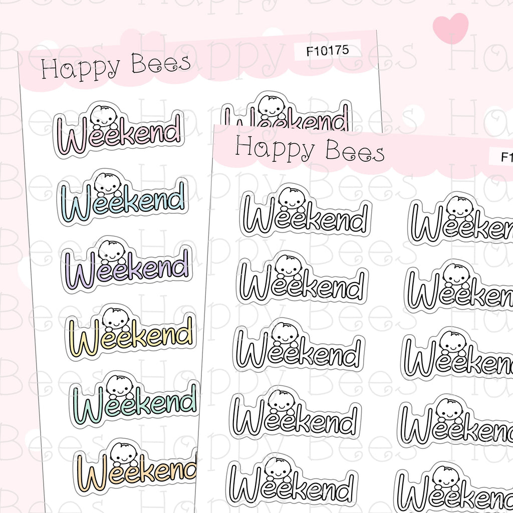 Weekend Banners - Cute Hobonichi Cousin Minimal Planner Stickers F10175