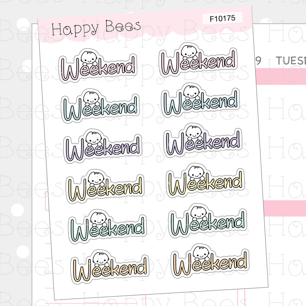 Weekend Banners - Cute Hobonichi Cousin Minimal Planner Stickers F10175