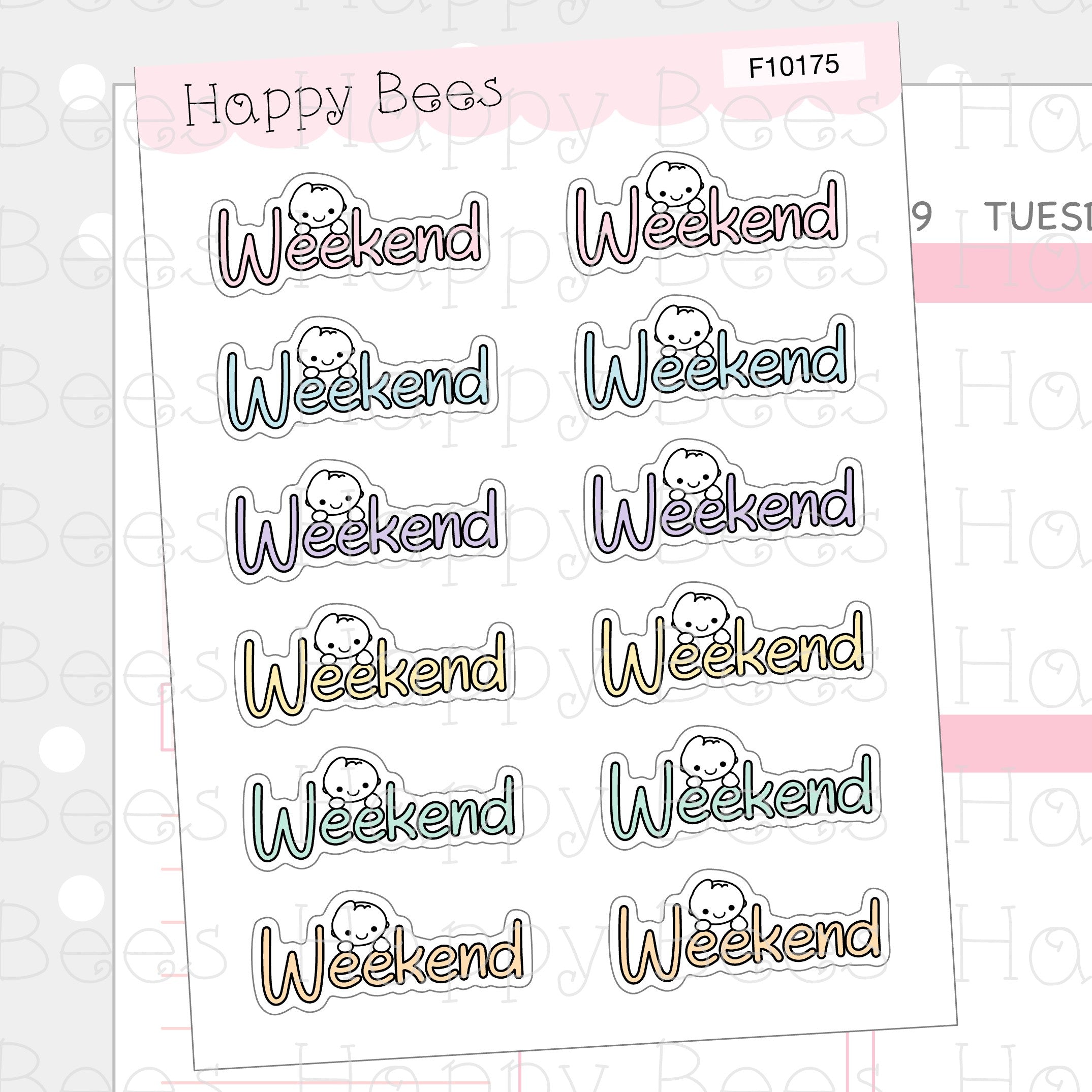 Weekend Banners - Cute Hobonichi Cousin Minimal Planner Stickers F10175