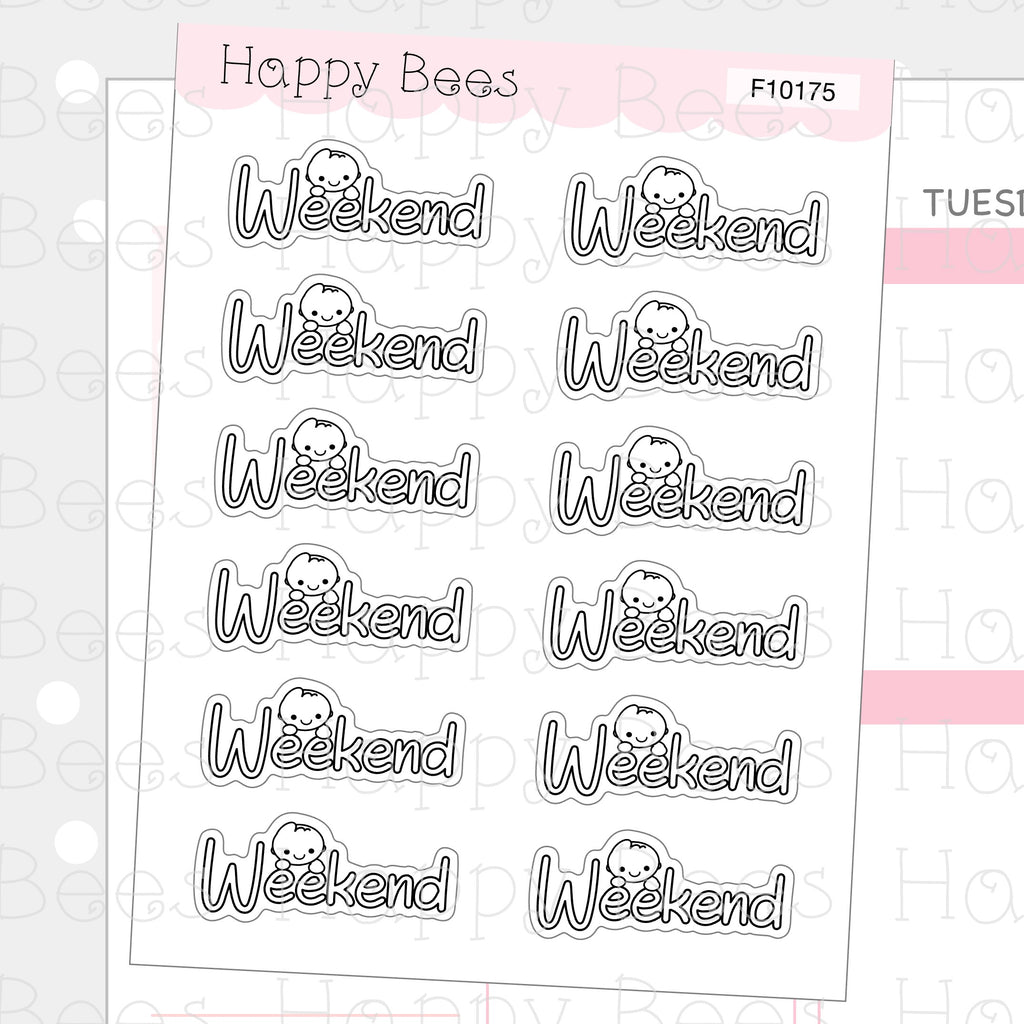 Weekend Banners - Cute Hobonichi Cousin Minimal Planner Stickers F10175