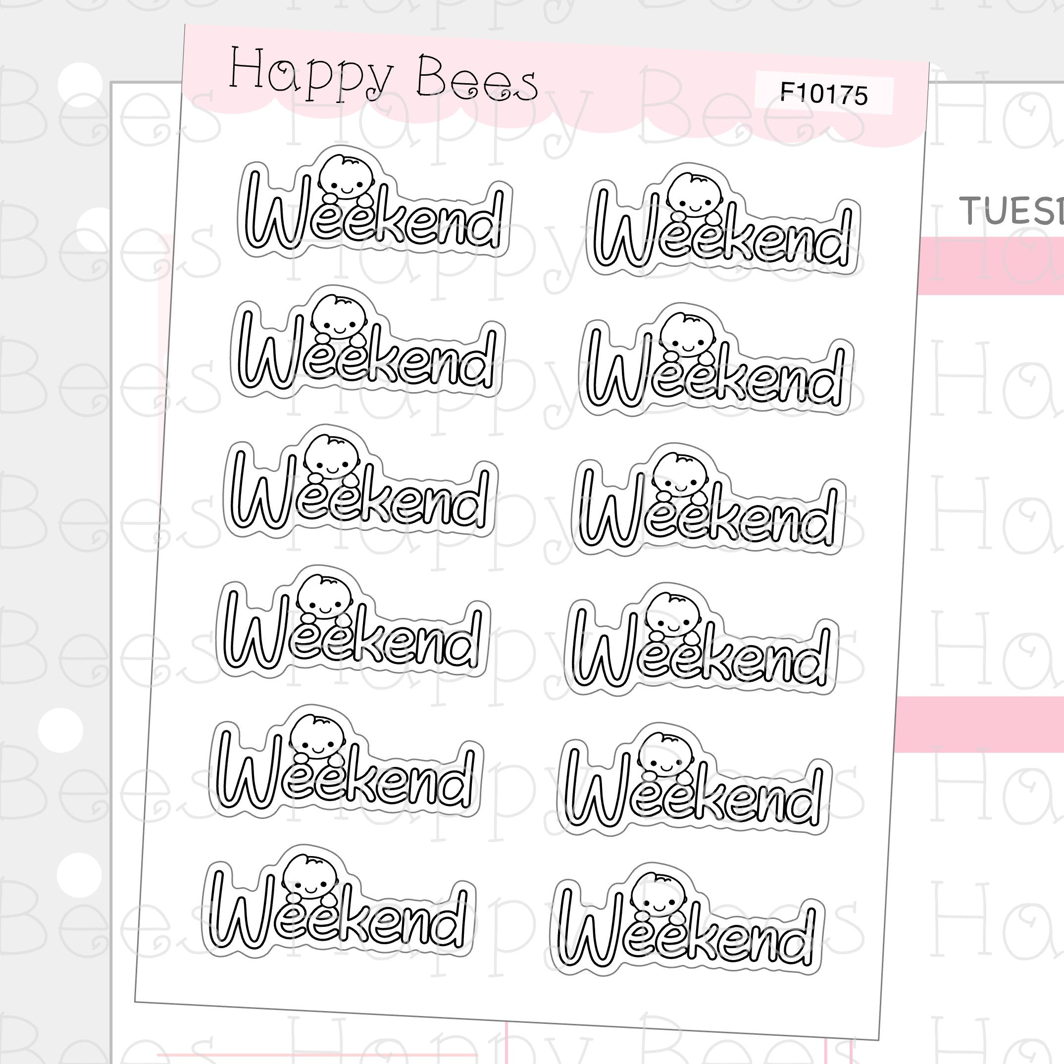 Weekend Banners - Cute Hobonichi Cousin Minimal Planner Stickers F10175