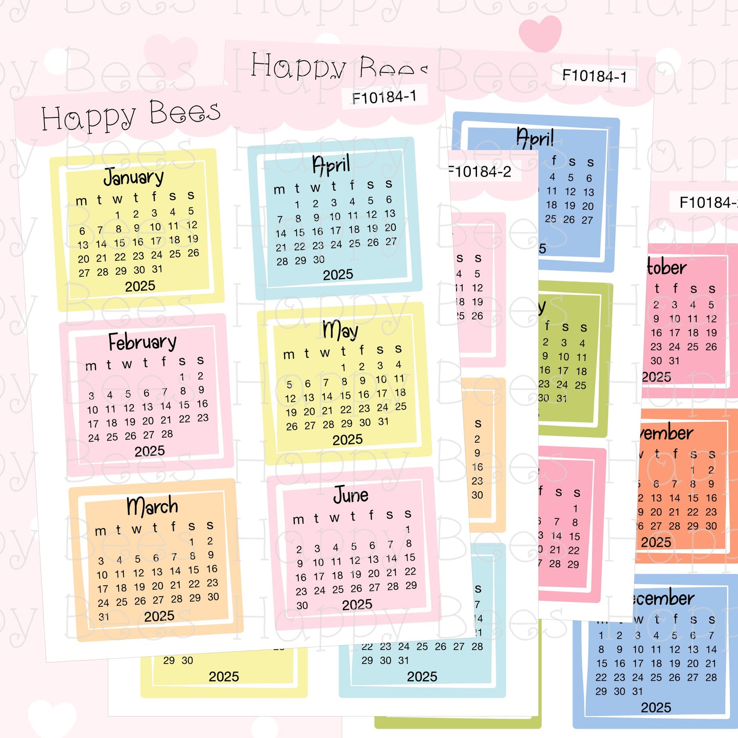 2025 Mini Calendars - Functional Cute Planner Stickers F10184