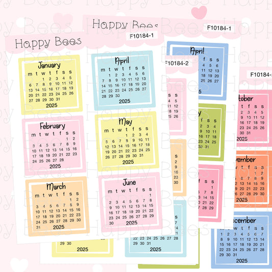 2025 Mini Calendars - Functional Cute Planner Stickers F10184