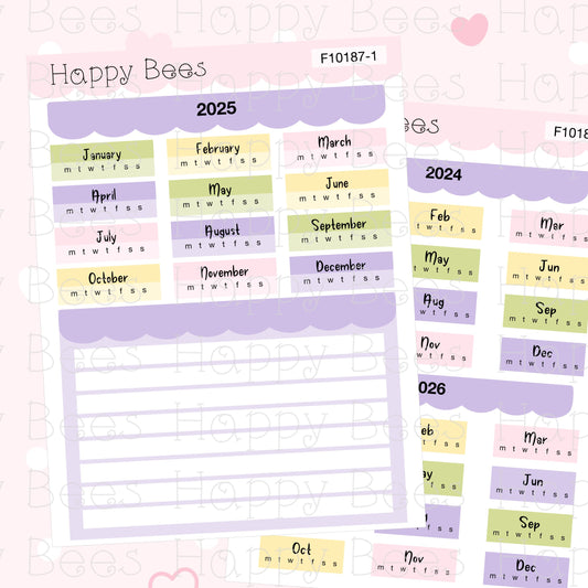 2025 Year at a Glance - Functional Cute Hobonichi Weeks Planner Stickers F10187