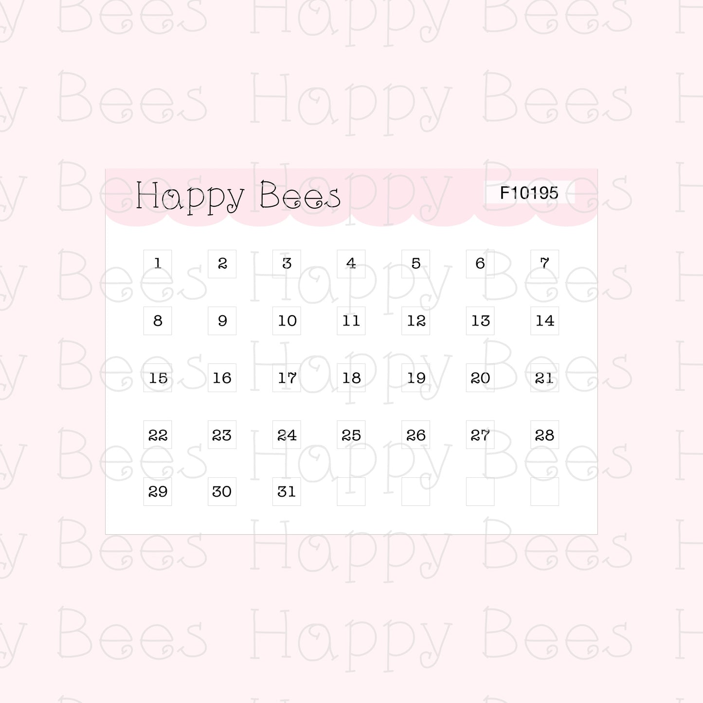 Mini Monthly Square Date Dots - Functional Cute Hobonichi Weeks Planner Stickers F10195
