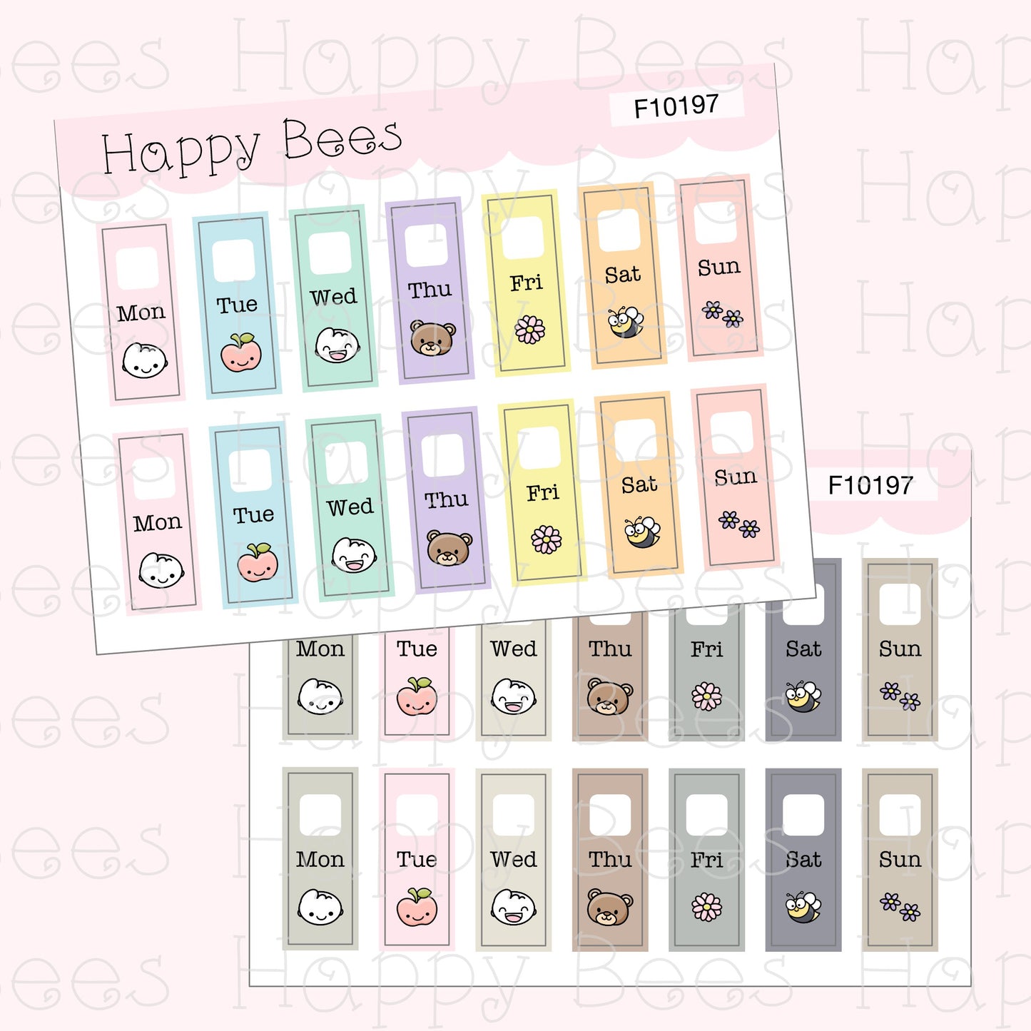 Hobonichi Weeks Weekly Date Covers - Cute Doodles Journal Planner Stickers F10197