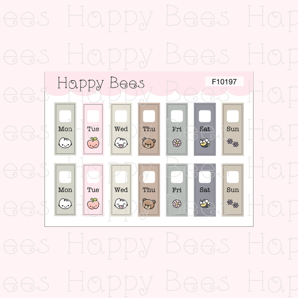 Hobonichi Weeks Weekly Date Covers - Cute Doodles Journal Planner Stickers F10197