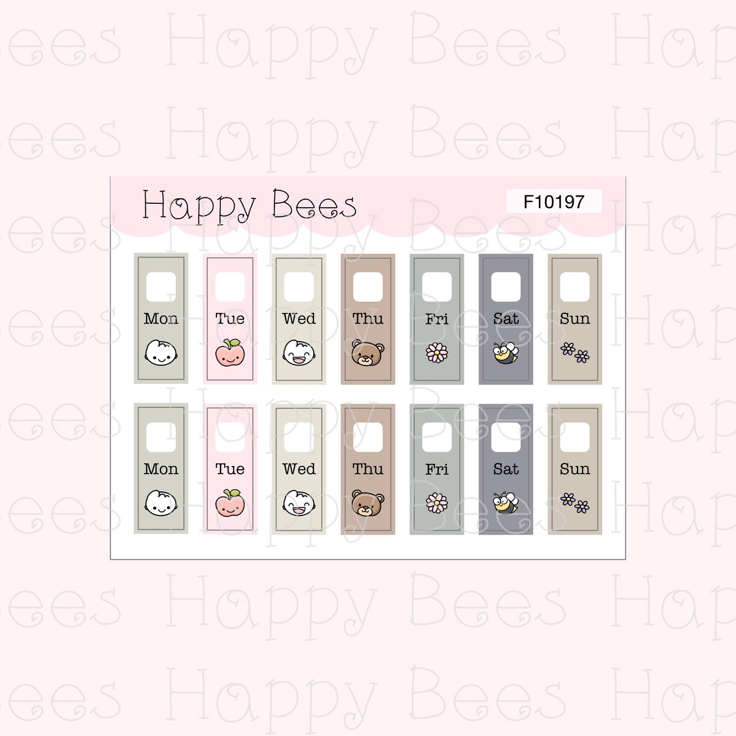 Hobonichi Weeks Weekly Date Covers - Cute Doodles Journal Planner Stickers F10197