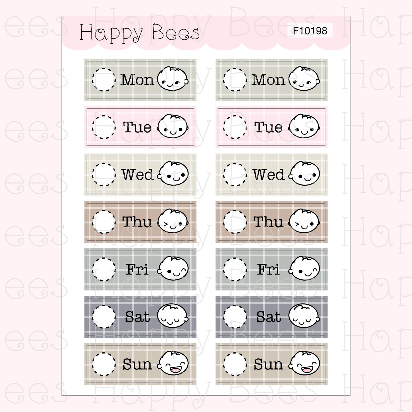 Hobonichi Cousin Weekly Date Covers - Cute Doodles Journal Planner Stickers F10198