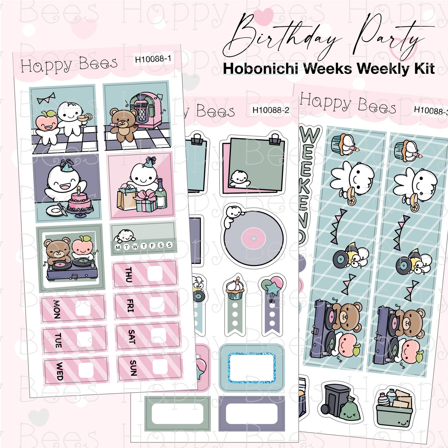 Birthday Party - Hobonichi Weeks Weekly Planner Sticker Kit H10088