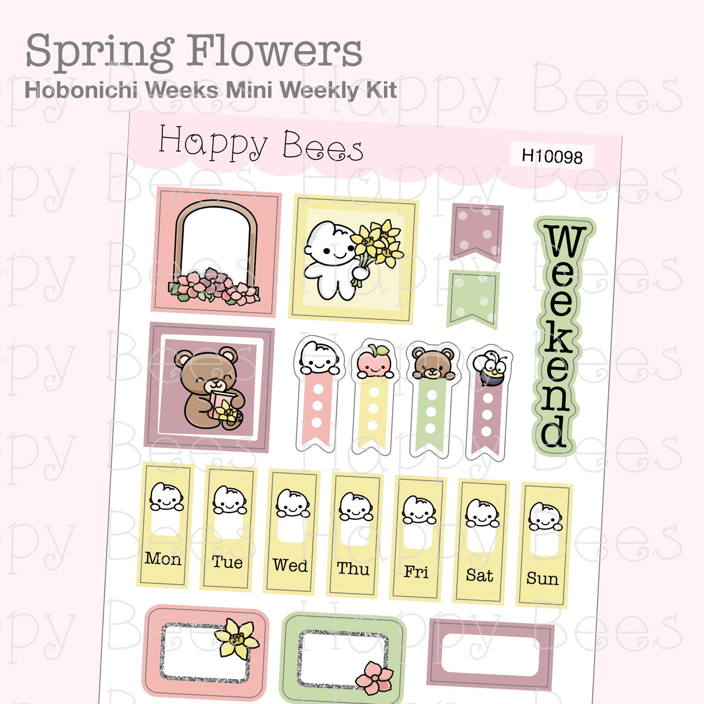 Spring Flowers - Hobonichi Weeks Mini Weekly Planner Sticker Kit H10098