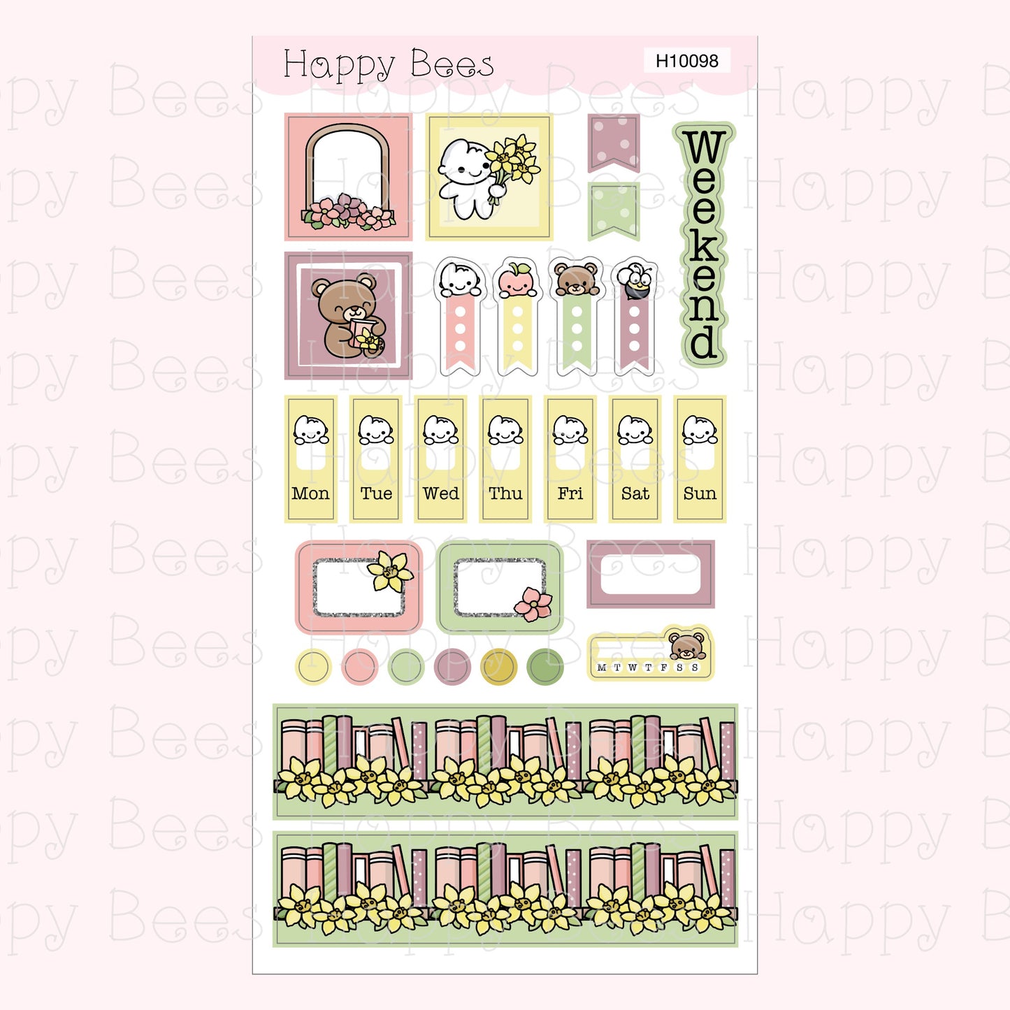 Spring Flowers - Hobonichi Weeks Mini Weekly Planner Sticker Kit H10098