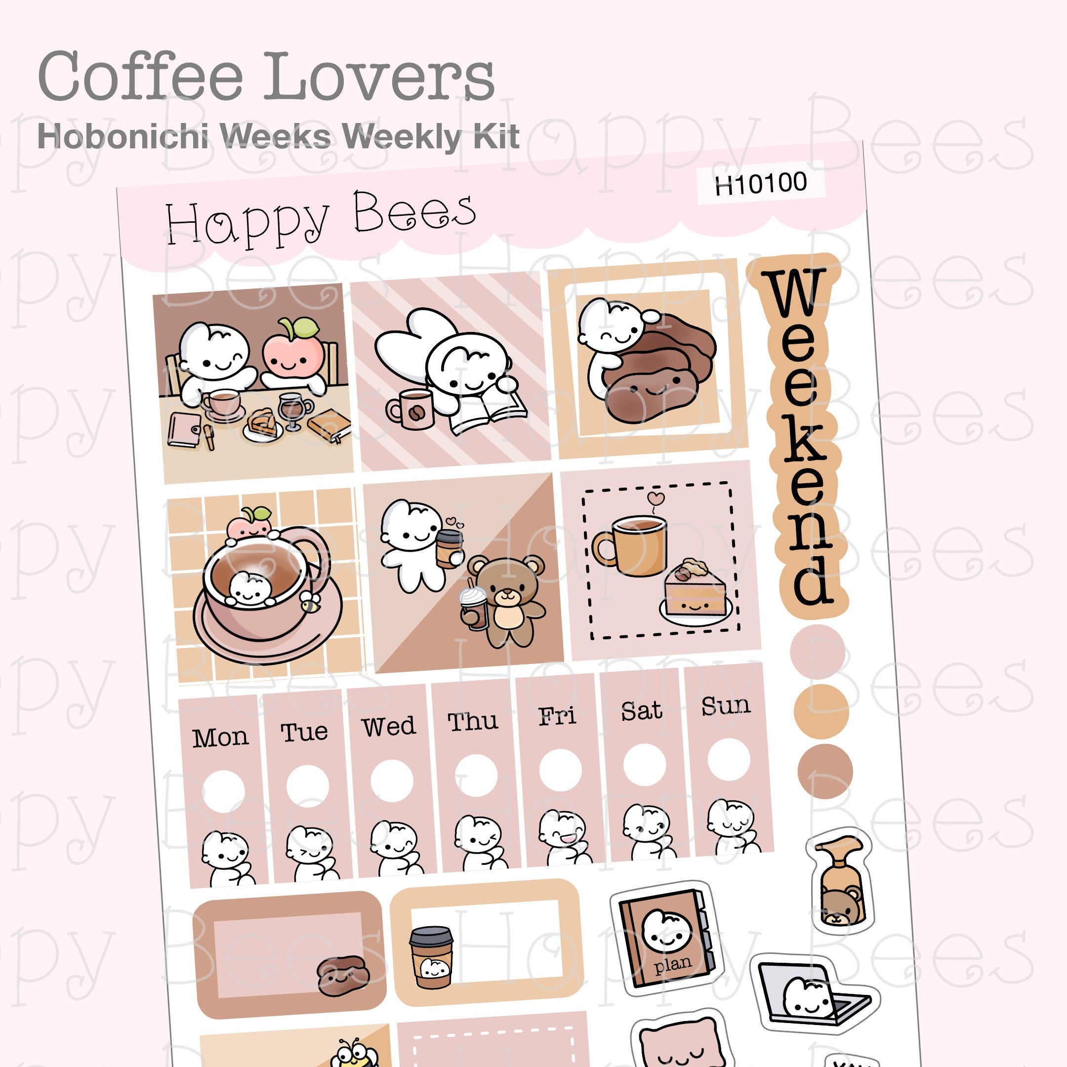 Coffee Lovers - Hobonichi Weeks Weekly Planner Sticker Kit H10100