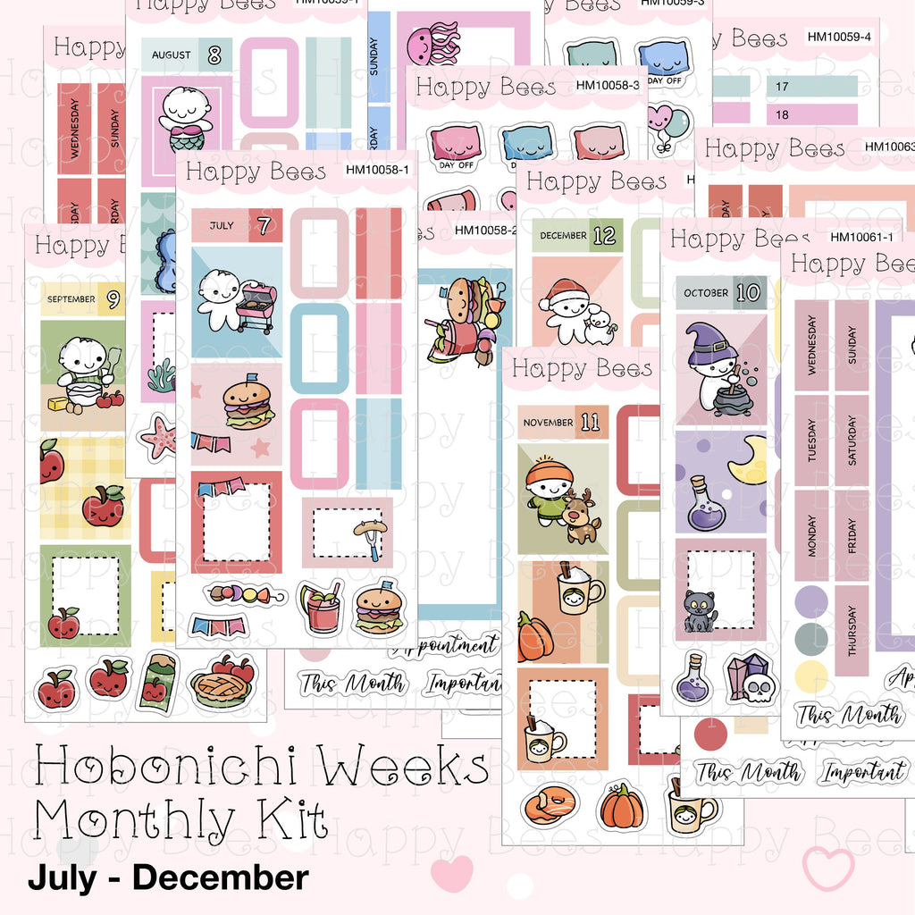 July to December - Hobonichi Weeks Monthly Planner Sticker Kit HM10058-63