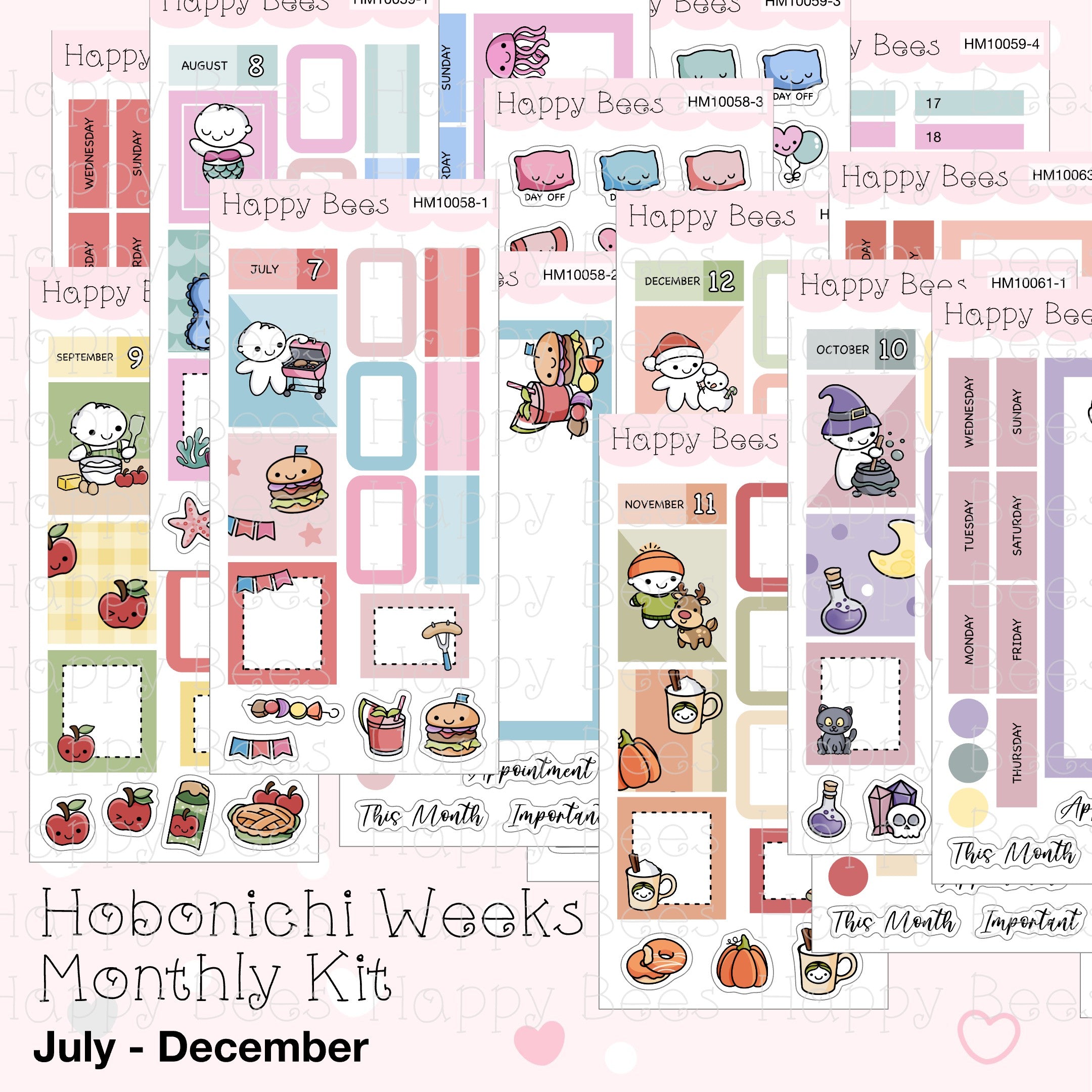 July to December - Hobonichi Weeks Monthly Planner Sticker Kit HM10058-63