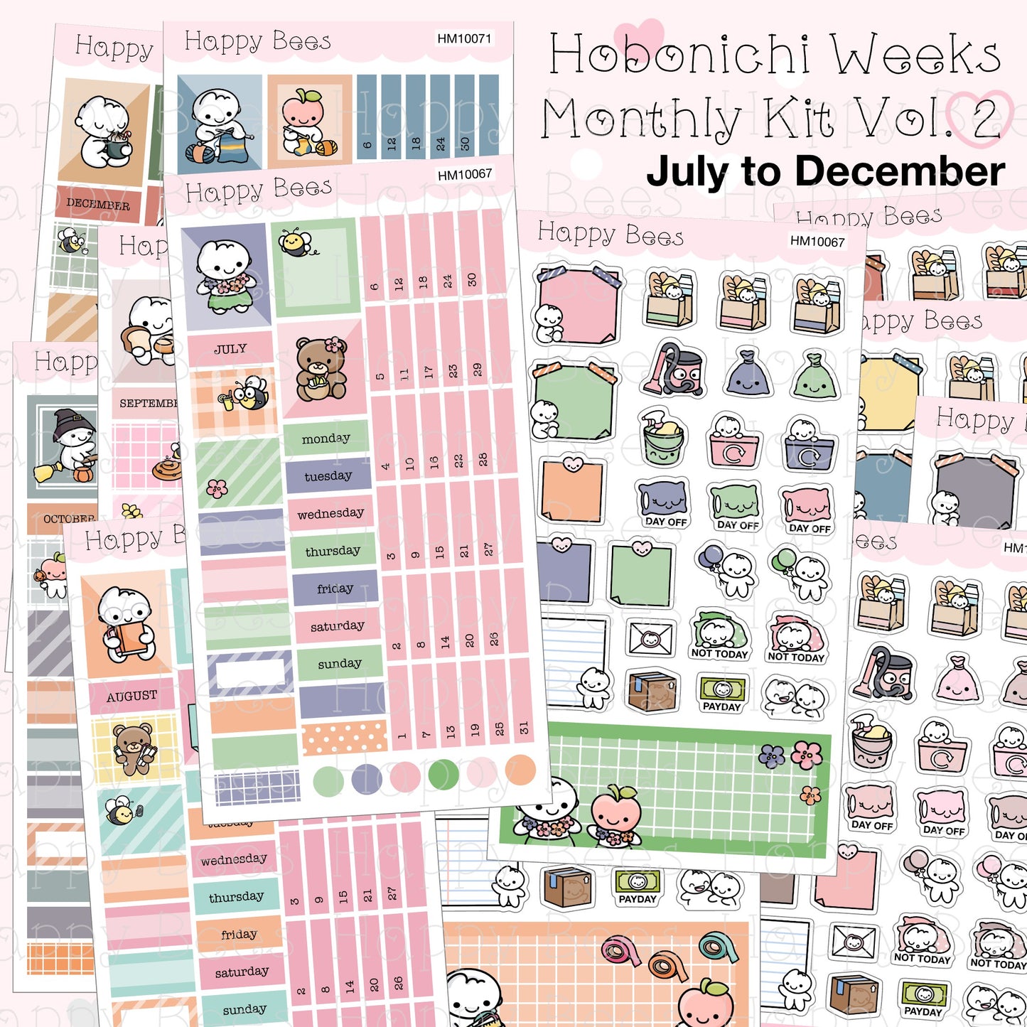 July to December - Hobonichi Weeks Monthly Planner Sticker Kit Vol. 2 HM10067-72