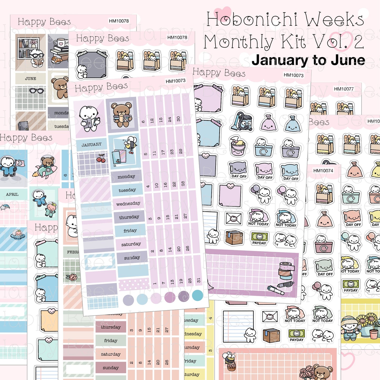 January to June - Hobonichi Weeks Monthly Planner Sticker Kit Vol. 2 HM10073-78