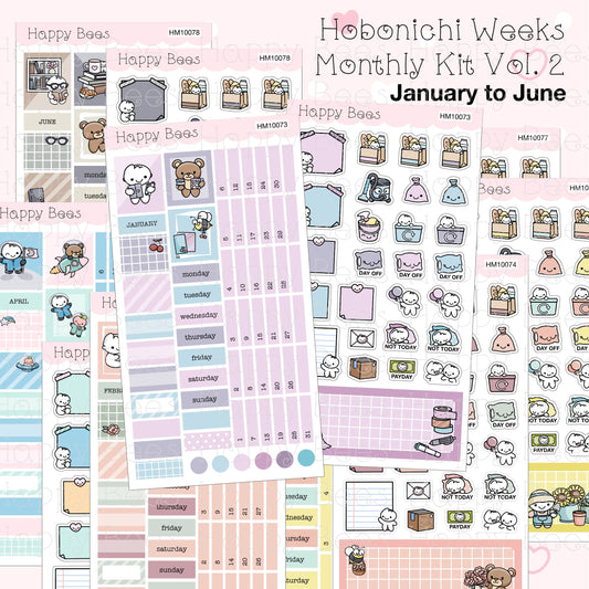 January to June - Hobonichi Weeks Monthly Planner Sticker Kit Vol. 2 HM10073-78