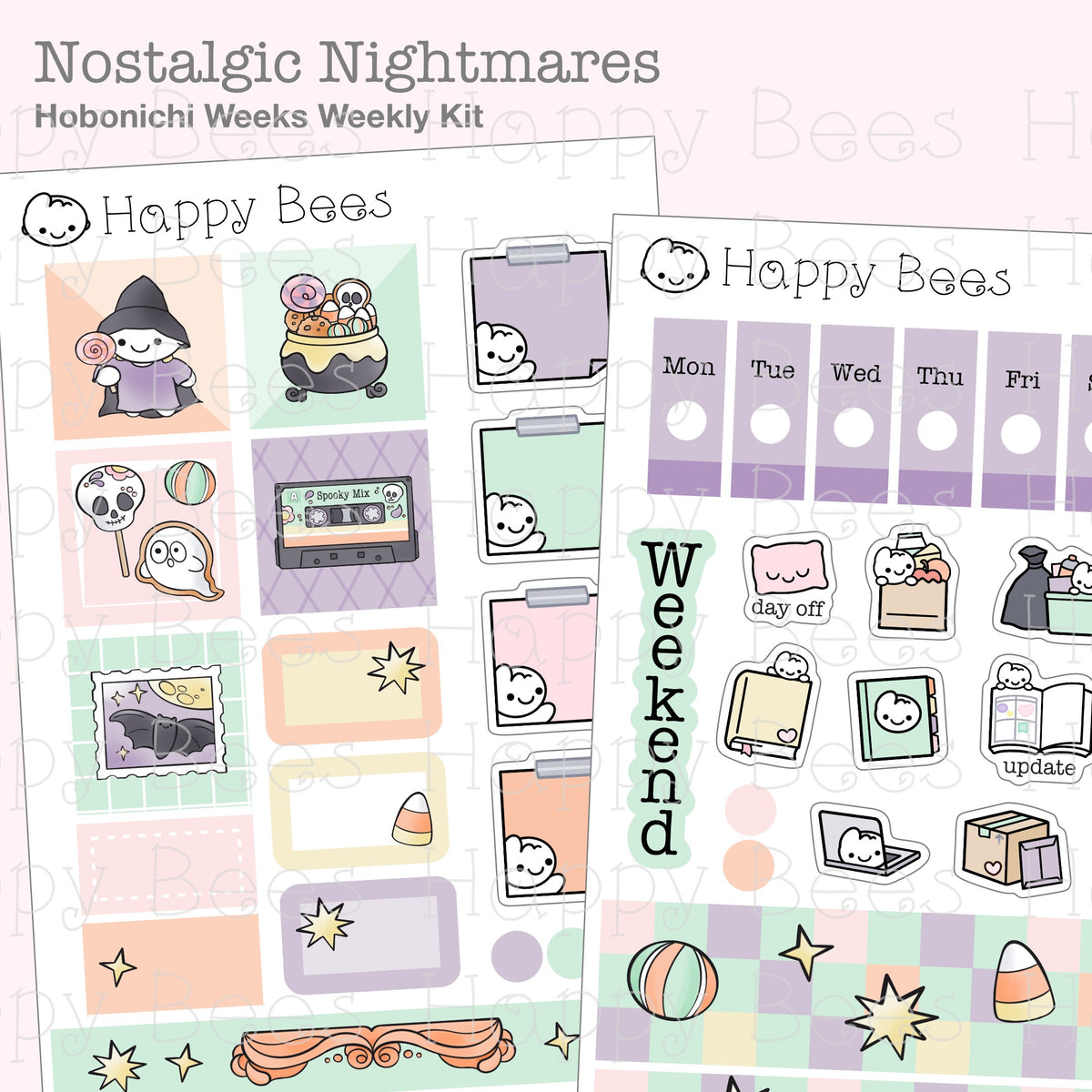 Nostalgic Nightmares - Hobonichi Weeks Weekly Planner Sticker Kit HOct26