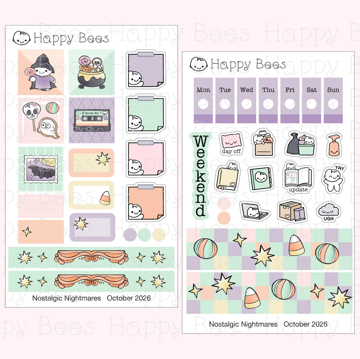 Nostalgic Nightmares - Hobonichi Weeks Weekly Planner Sticker Kit HOct26