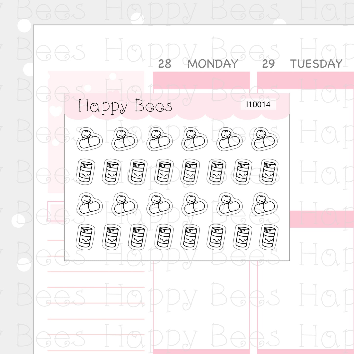 Tiny Minimal Icons / Health & Self Care - Cute Doodles Planner Stickers I10014