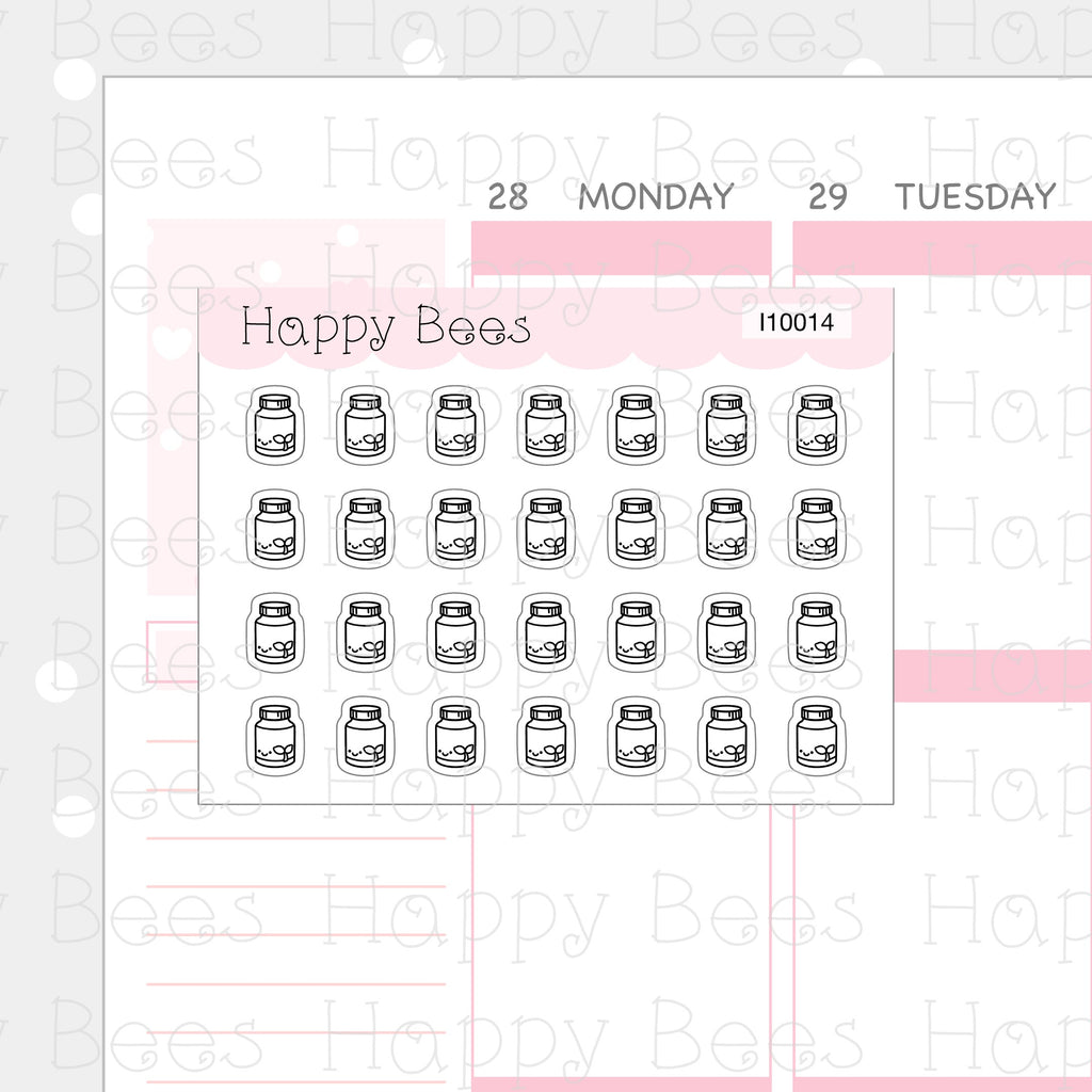 Tiny Minimal Icons / Health & Self Care - Cute Doodles Planner Stickers I10014