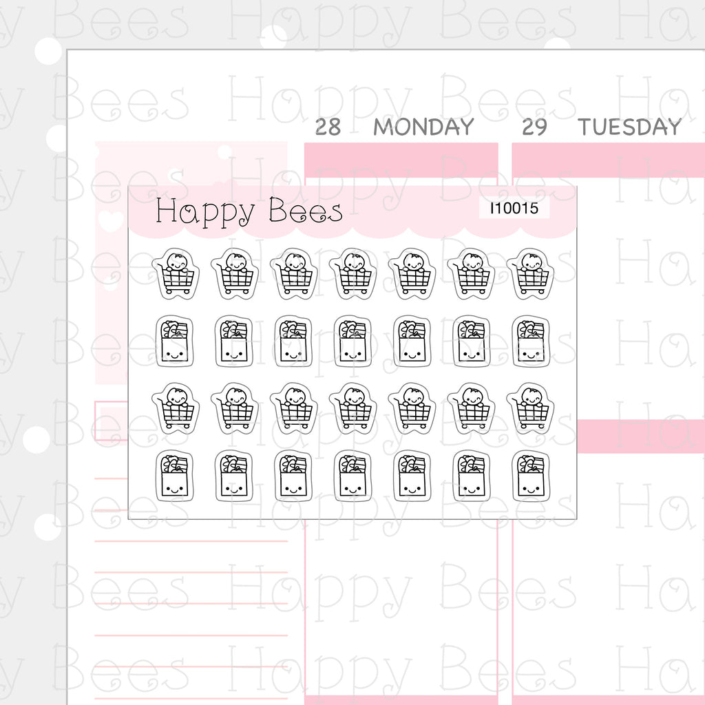 Tiny Minimal Icons / Chores - Cute Doodles Planner Stickers I10015